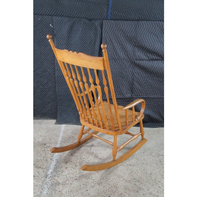 Antique Early 20th Century Windsor Style Oak Colonial Rocking Chair Rocker For Sale - Image 11 of 12