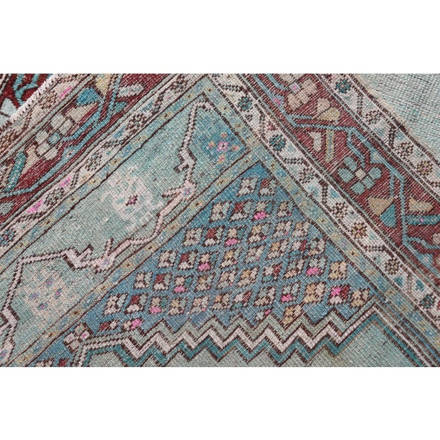 Vintage Turkish Oushak Rug With Vibrant Teal and Rich Maroon Accents For Sale - Image 10 of 10
