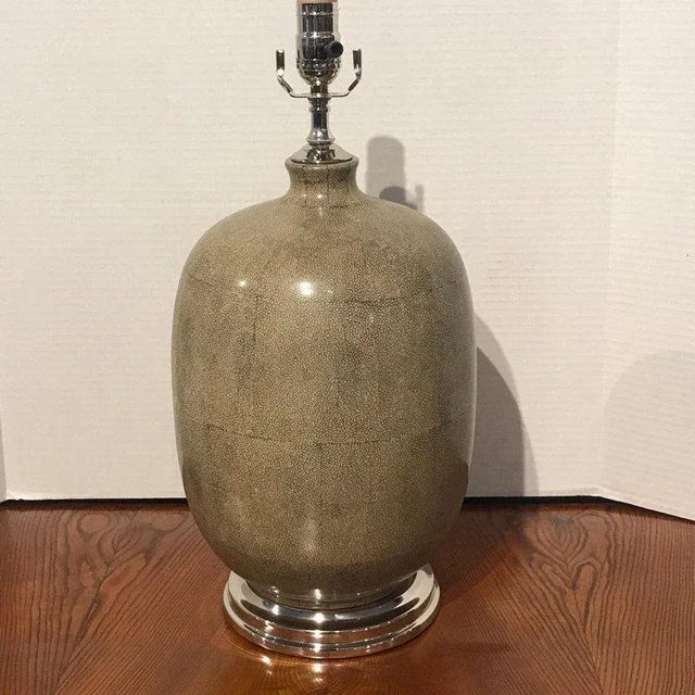 Modern Late 20th Century Shagreen Porcelain Vases, Now as Lamps - a Pair For Sale - Image 3 of 11