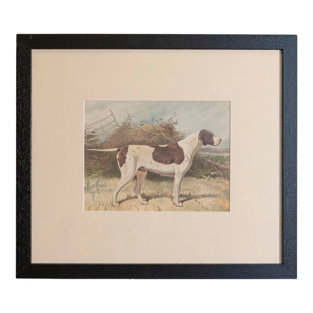 Mid 20th Century Cassell, Petter, Galpin & Co Chromolithograph Dog Print in Black Frame For Sale
