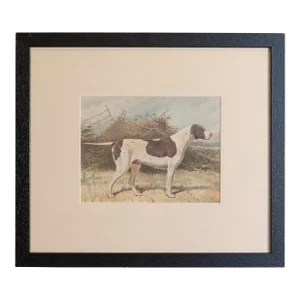 Mid 20th Century Cassell, Petter, Galpin & Co Chromolithograph Dog Print in Black Frame