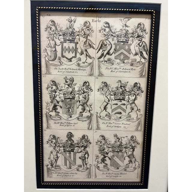 Traditional 19th Century "Earls" Armorial Etchings, Framed - Set of 4 For Sale - Image 3 of 11