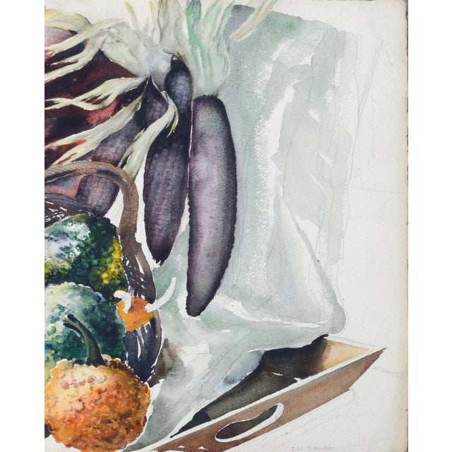 875 Joseph Yeager Still Life With Squash (Work in Progress) Watercolor on Paper Circa 1940s-1950s For Sale - Image 4 of 5