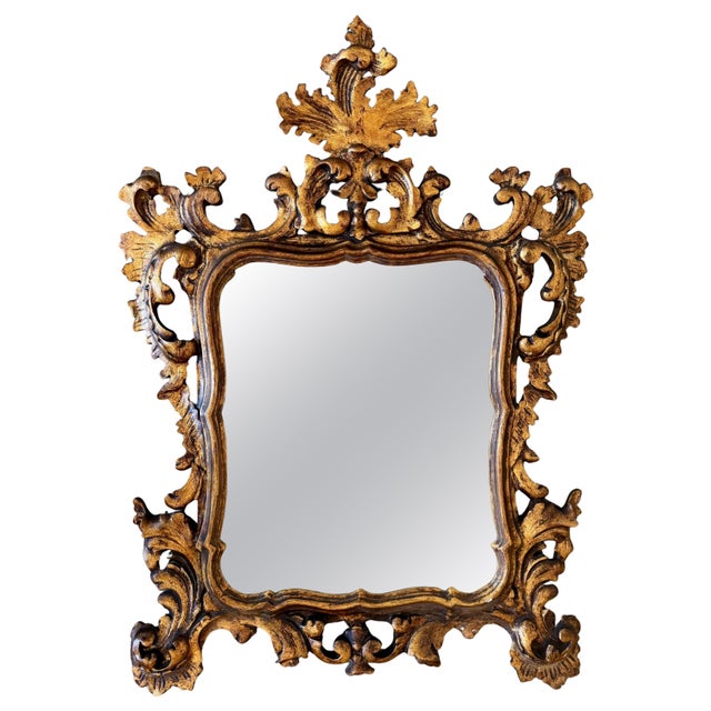 Spanish 20th Baroque Style Carved Walnut Ormolu Gilded Mirror For Sale - Image 15 of 18