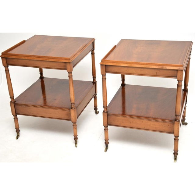 Brown Vintage Georgian Style Inlaid Side Tables, 1950, Set of 2 For Sale - Image 8 of 13