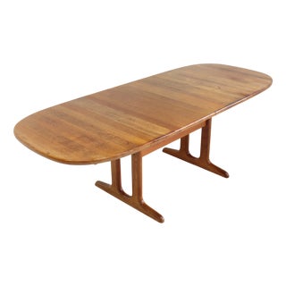 Vintage Danish Oval Extendable Dining Table in Teak, 1960s For Sale
