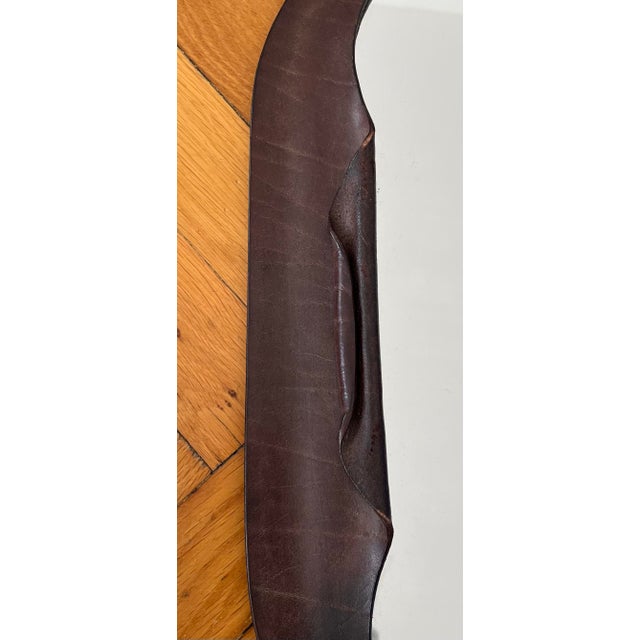 Unique brown leather covered wall mirror with side folds Back plaque of the maker: Antal Otto Found at a European estate...