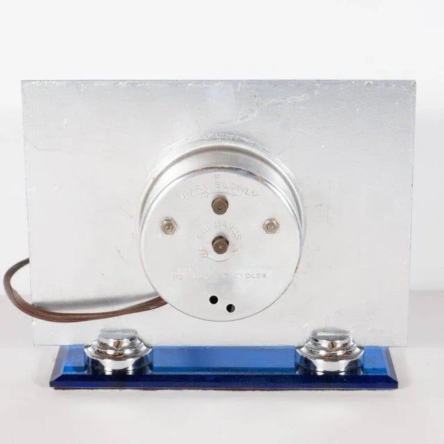 Three-Piece Art Deco Machine Age Cobalt Mirror and Chrome Desk Set by Victor For Sale - Image 9 of 12