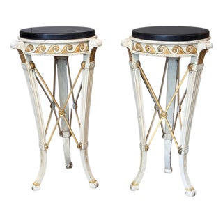Pair of 20th Century Northern European Parcel-Gilt Pedestals With Marble Tops For Sale