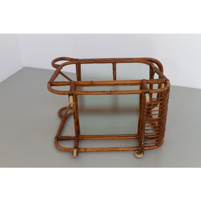 Danish Bamboo and Rattan Bar Cart by Elvin Geertsen, 1950s For Sale - Image 6 of 17