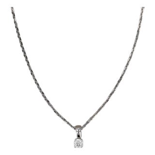 0.21ct Small Igi Diamond Solitaire Pendant Necklace 18k White Gold 16.5" For Sale