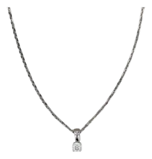 0.21ct Small Igi Diamond Solitaire Pendant Necklace 18k White Gold 16.5"