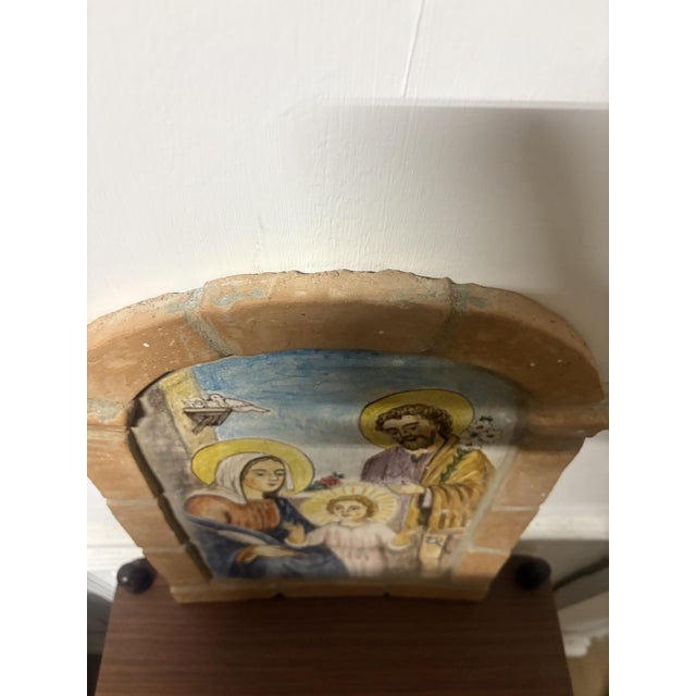 Large hand-painted tile. In Christian doctrine and tradition, the expression "Holy Family" refers to the family of Jesus...