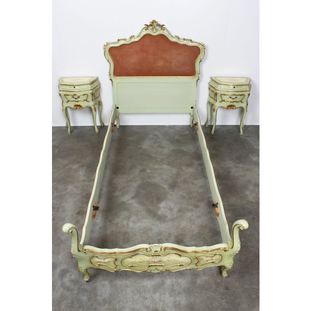 A true jewel for a romantic bedroom — this original mid-20th century Venetian Baroque-style single bed set includes a...