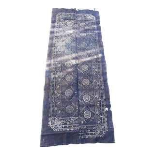 Vintage Indigo Batik Table Runner For Sale