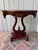 Vintage Lyre Base End Tables - Pair of Carved Mahogany Tone Harp Side Tables For Sale - Image 10 of 11