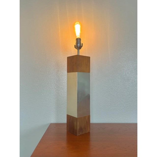 Mid-Century Modern Modern Laurel Table Lamp | Dark Walnut + Chrome For Sale - Image 3 of 12