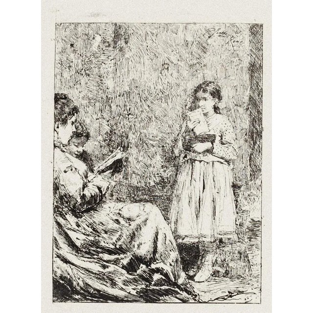 Pio Joris - the Reading - Original Etching - Early 20th Century For Sale - Image 3 of 3