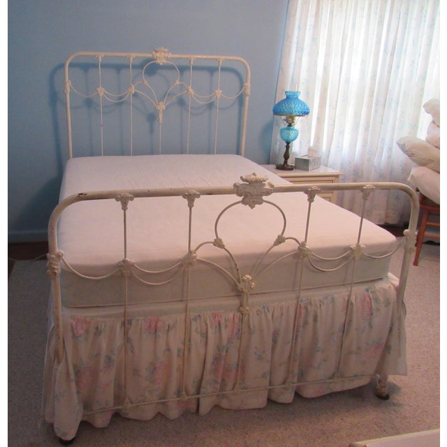 Antique American White Solid Cast Iron Double Bed Frame Chairish