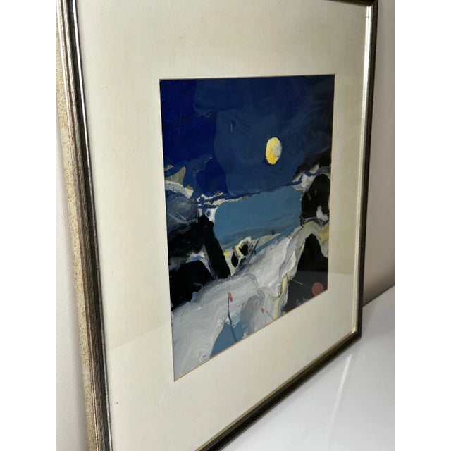 1990s Scottish Painting Seaside Moonlight Night Beach by James Downie Robertson Rsa Framed For Sale - Image 6 of 12