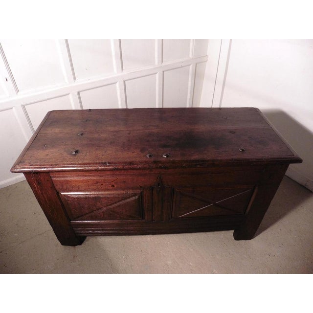 Wood French Panelled Oak Coffer, 1800s For Sale - Image 7 of 10