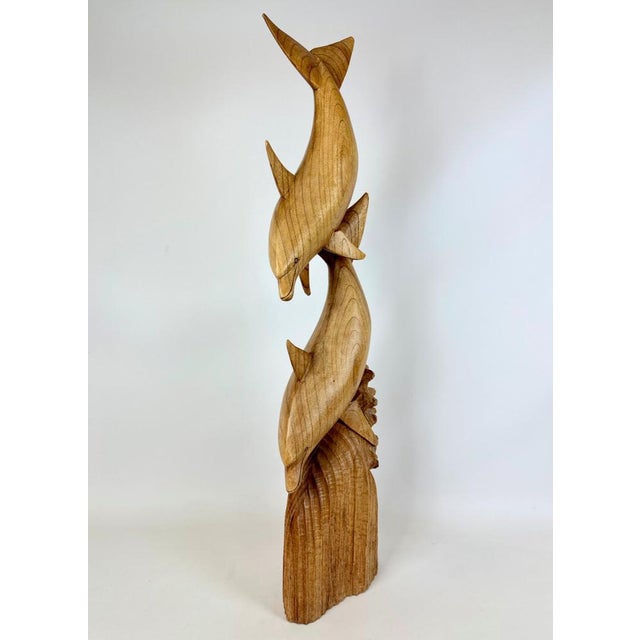 Balinese Carved Statue of Dancing Dolphins For Sale - Image 9 of 12