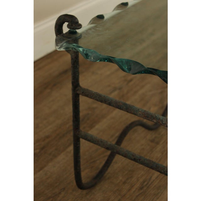 Modernist Glass Top Wrought Iron Coffee Table For Sale - Image 9 of 17
