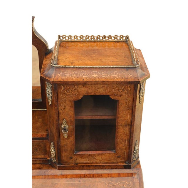 Brown Antique Inlaid Burr Walnut Desk, 1800s For Sale - Image 8 of 11