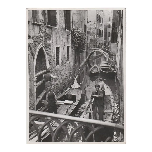 Venice Gondoliers in a Hidden Channel, 1955 For Sale