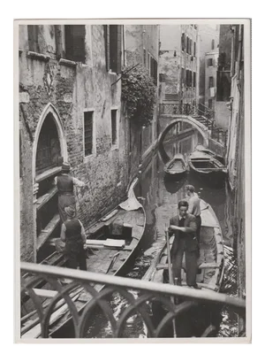Venice Gondoliers in a Hidden Channel, 1955