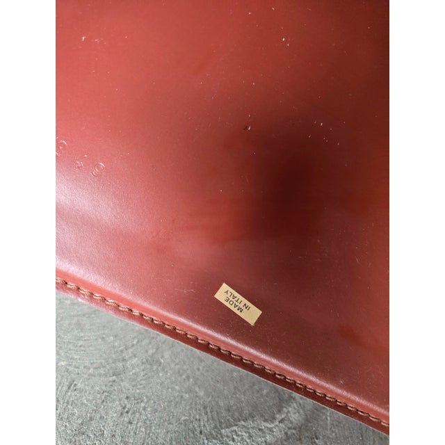 Vintage Italian Sculptural High-Back Leather Armchair For Sale - Image 10 of 10
