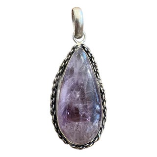 Vintage Sterling Silver and Amethyst Pendant For Sale
