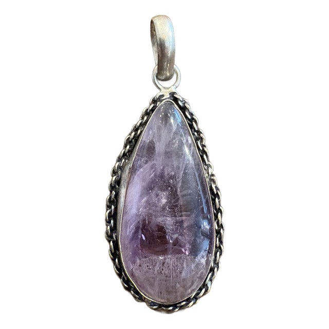 Vintage Sterling Silver and Amethyst Pendant For Sale