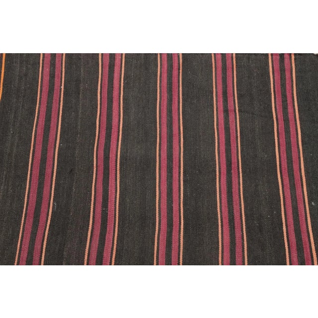 1980s Tribal Black Striped Kilim Small Rug For Sale - Image 12 of 13