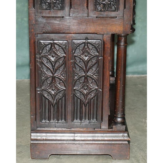 19th Century French Gothic Revival Carved Oak Cabinet For Sale - Image 13 of 18