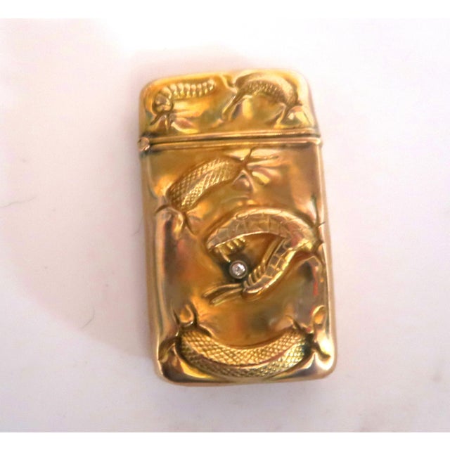 Metal Antique Japanese Brass Match Safe (Vesta) With Repousse Dragon, Circa 1900 For Sale - Image 7 of 11