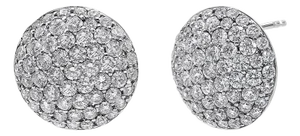 18K White Gold 3 1/2 Cttw Shared Prong Set Diamond Cluster Composite Disc Stud Earrings (F-G Color,