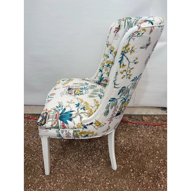 Gorgeous chair newly reupholstered in Schumacher's Ming Vase fabric. Perfect for a bedroom, vanity or desk chair. Cute as...
