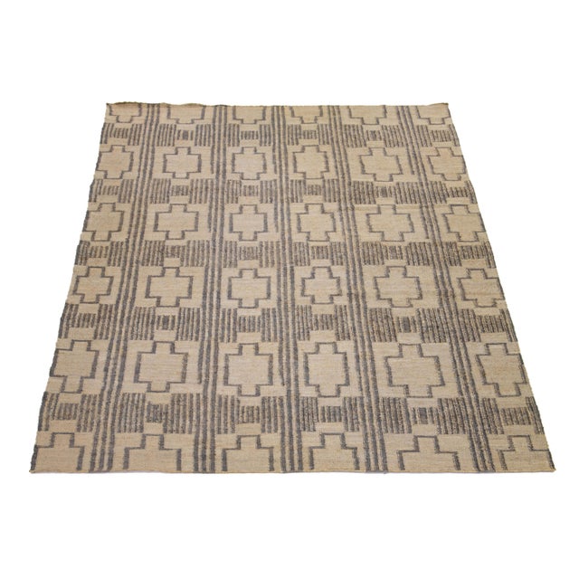 Tan 11 X 14 Contemporary Dhurrie Designed Natural Jute Rug For Sale - Image 8 of 9