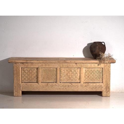Low Antique Carved Fir Sideboard, China, 1900 For Sale - Image 12 of 15