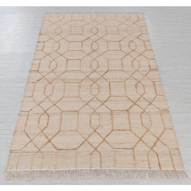 Metal Not Yet Made - Made To Order Beidge Gold Geometric Jute Flatweave Scandivian Hand Woven Rug 8x10Ft. For Sale - Image 7 of 13