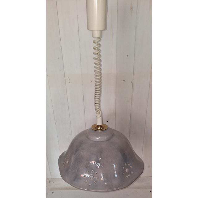 Vintage Adjustable Ceiling Lamp with Blue-Grey Ceramic Shade on Plastic Mount, 1970s For Sale - Image 4 of 7
