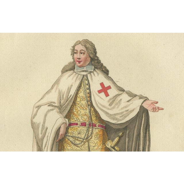 Schwan, Knight of the Order of Montesa, 18th Century, Hand-Colored Engraving For Sale - Image 4 of 7