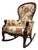 Antique Victorian Style Walnut Balloon Back Floral Upholstered Rocking Chair For Sale