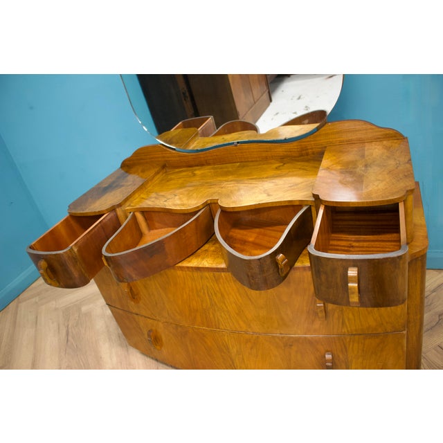 Brown Art Deco British Burr Walnut Dressing Chest, 1930s For Sale - Image 8 of 11