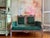 Emerald 19th Century Antique Victorian Eastlake Settee, Carved Walnut With Tufted Emerald Green Velvet, Gothic Crest For Sale - Image 8 of 8