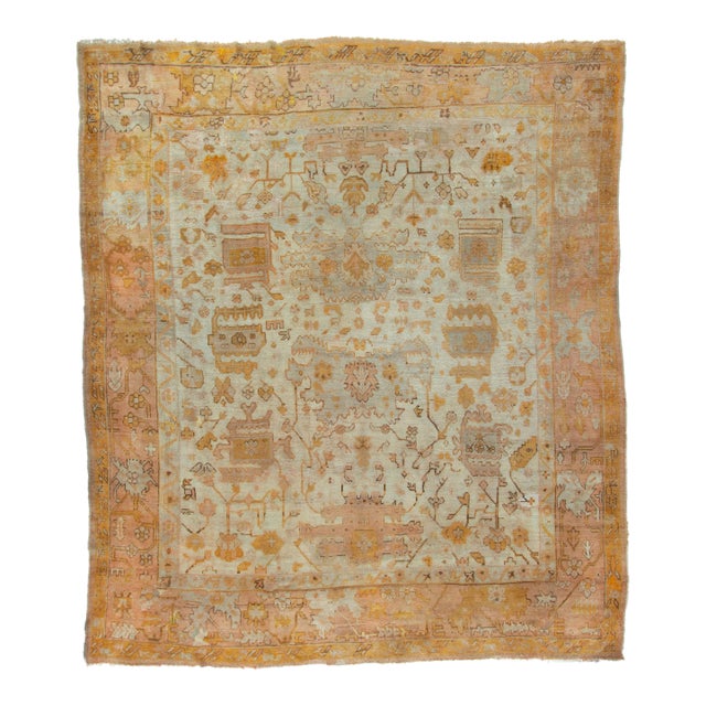 Antique Turkish Oushak Rug 11'5 X 13'2 For Sale