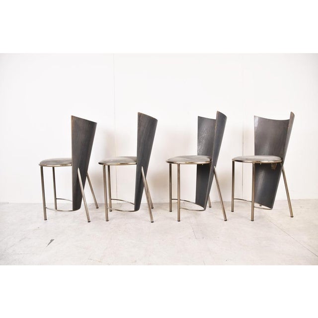Vintage Dining Chairs from Frans Van Praet, 1990s, Set of 4 For Sale - Image 4 of 12