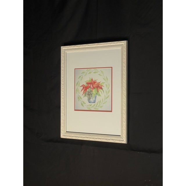 White Framed Floral Poinsettia Wall Art in Ornate White Frame For Sale - Image 8 of 8
