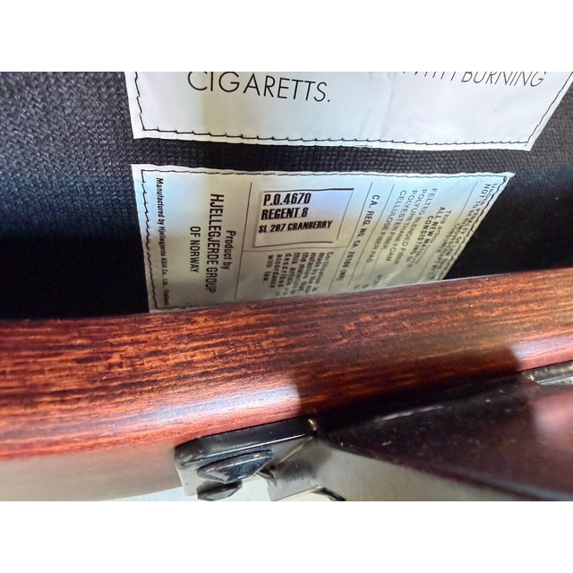 Fjords Hjellegjerde Cranberry Leather Swivel Reclining Lounge Chair With Ottoman For Sale - Image 12 of 12